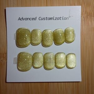 Greenish Gold Cat Eye Press-On Shorty Nails